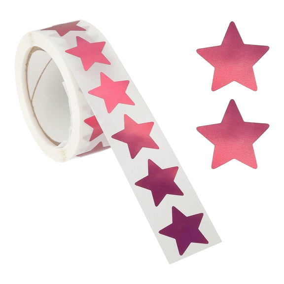 Star Stickers Roll 3/4", 500 Pcs Metallic Foil Stars Self-Adhesive Labels, Metallic Rose