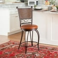 thumbnail image 4 of Linon Big & Tall 24" Indoor High Back Copper Stamped Round Metal Counter Stool, Bronze/Warm Rust Faux Leather, 4 of 11