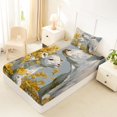 thumbnail image 2 of Manfei Rustic Floral Cows Twin Fitted Sheet 2 Pieces,Vintage Flowers Animal Bedding,Blue White Yellow,1 Fitted Sheet and 1 Pillowcase, 2 of 4