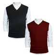 thumbnail image 1 of TOPTIE 2 Pack Window Clerk Sweater Vests For Men, Work Uniform Cotton V-Neck Sweater Vests-BLACK WINERED-S, 1 of 8