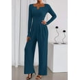 thumbnail image 3 of PRETTYGARDEN Jumpsuits for Women Dressy Casual Fall One Piece Outfits Long Sleeve Crew Neck Wide Leg Pants Rompers, 3 of 9