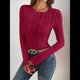 thumbnail image 5 of Blusa de Larga con Cuello Redondo para Mujer, Moda de Otoño 2025, Camiseta Básica de Punto Texturizado de Corte Entallado, Ropa Y2K Vino Tinto S, 5 of 8
