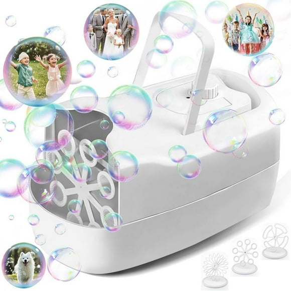 Kidsjoy Automatic Bubble Machine for Kids – 2-Speed, 3 Wands, Batteries Included, 10,000+ Bubbles/Min, Portable Outdoor Bubble Maker for Parties, Backyard & Summer Fun