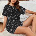 thumbnail image 4 of Wukai Black Scientific Print Women's Pajama Set - Short-Sleeve Top and Shorts with Elastic Waistband and Pockets for Loungewear, Yoga, and Casual Wear-XX-Large, 4 of 8
