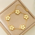 thumbnail image 4 of Olilia 18K Gold-Plated Four Leaf Clover Bracelet for Women,Adjustable lucky Bracelet Set Jewelry Gift-Hypoallergenic Charm for Birthdays, Wellness & Daily Wear - Gold, 4 of 9