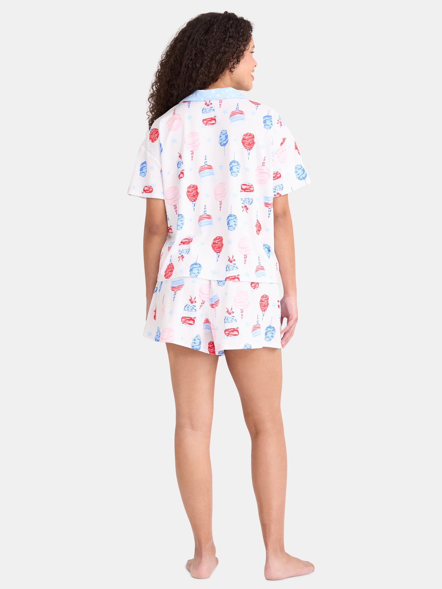Way to Celebrate Women's Americana Notch Collar Top and Shorts Pajama Set, 2-Piece, Sizes XS-3X