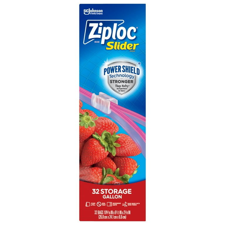 Ziploc Brand Slider Storage Bags, Sealable, Freezer Safe, Gallon
