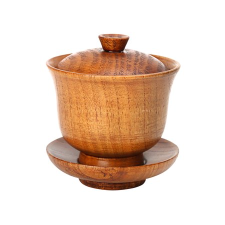 

Wood Tea Bowl 1pc Household Wooden Tea Bowl Chinese Style Tea Bowl Heat Resistant with Lid for Home Tea House