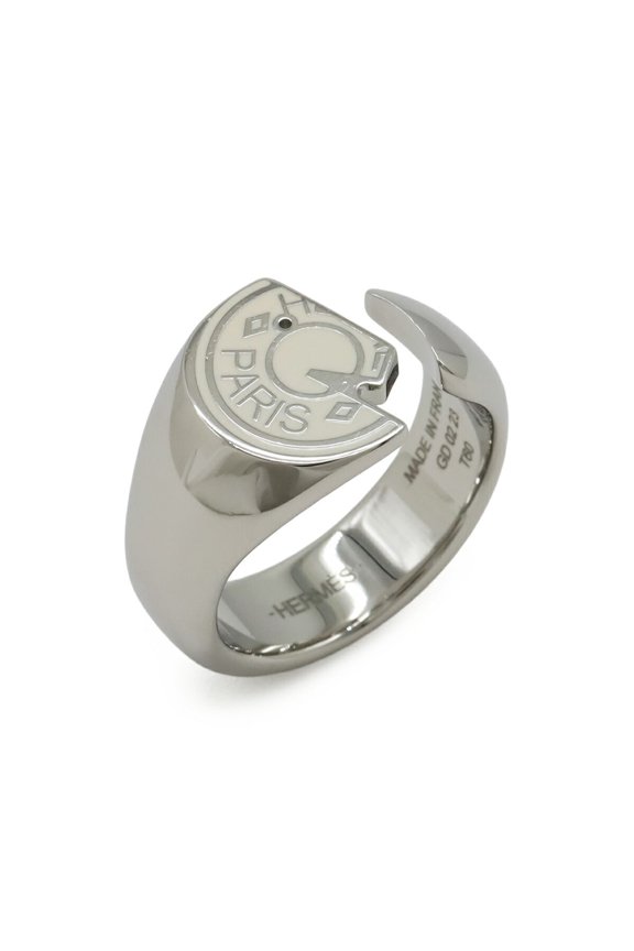 Pre-Owned HERMES Hermes Clou de Selle Carousel Ring Metal Ivory #60 Japanese size approx. 1