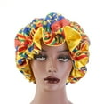 thumbnail image 4 of Washranp Women Hair Satin Bonnet,Double Layer Reversible Irregular Print Pleated Edge Silk Sleeping Hair Hat, 4 of 7