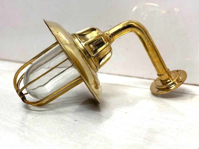 Solid Brass Outdoor Wall Lamp | Nautical Marine Bulkhead Light | Vintage Ship Passage Light