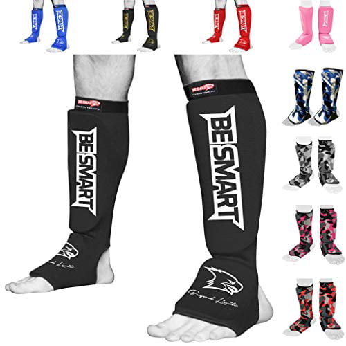 MMA Sock Type Shin Instep Guards Training Sparring Pads Muay Thai Kick Boxing 