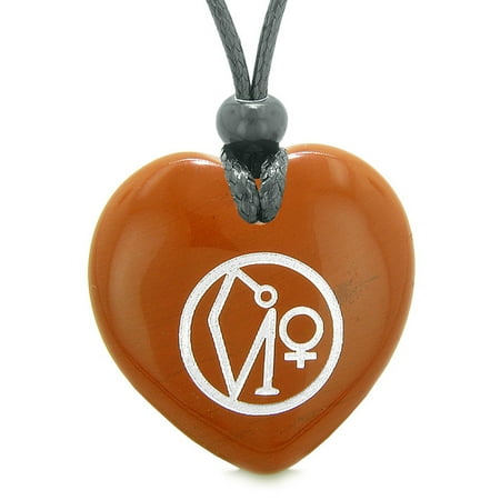 Red Jasper Heart Necklace - Archangel Uriel Sigil Magic Planet Energy Puffy Heart Amulet Red Jasper Pendant Adjustable Necklace