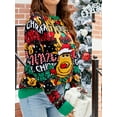thumbnail image 4 of Ugly Christmas Sweater for Women Cartoon Print Loose Knitwear Long Sleeve Round Neck Pullover, 4 of 8