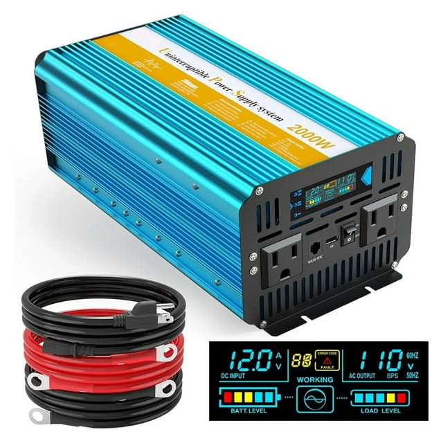 Inverter with Charger Car Power Inverter Pure Sine Wave Transformer Backup Battery ,Easy to Use