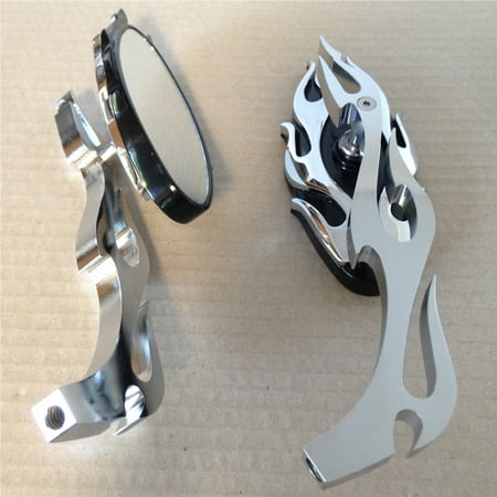 HTT-MOTOR Motorcycle Flame style rearview mirror for any cruiser chopper custom Chrome