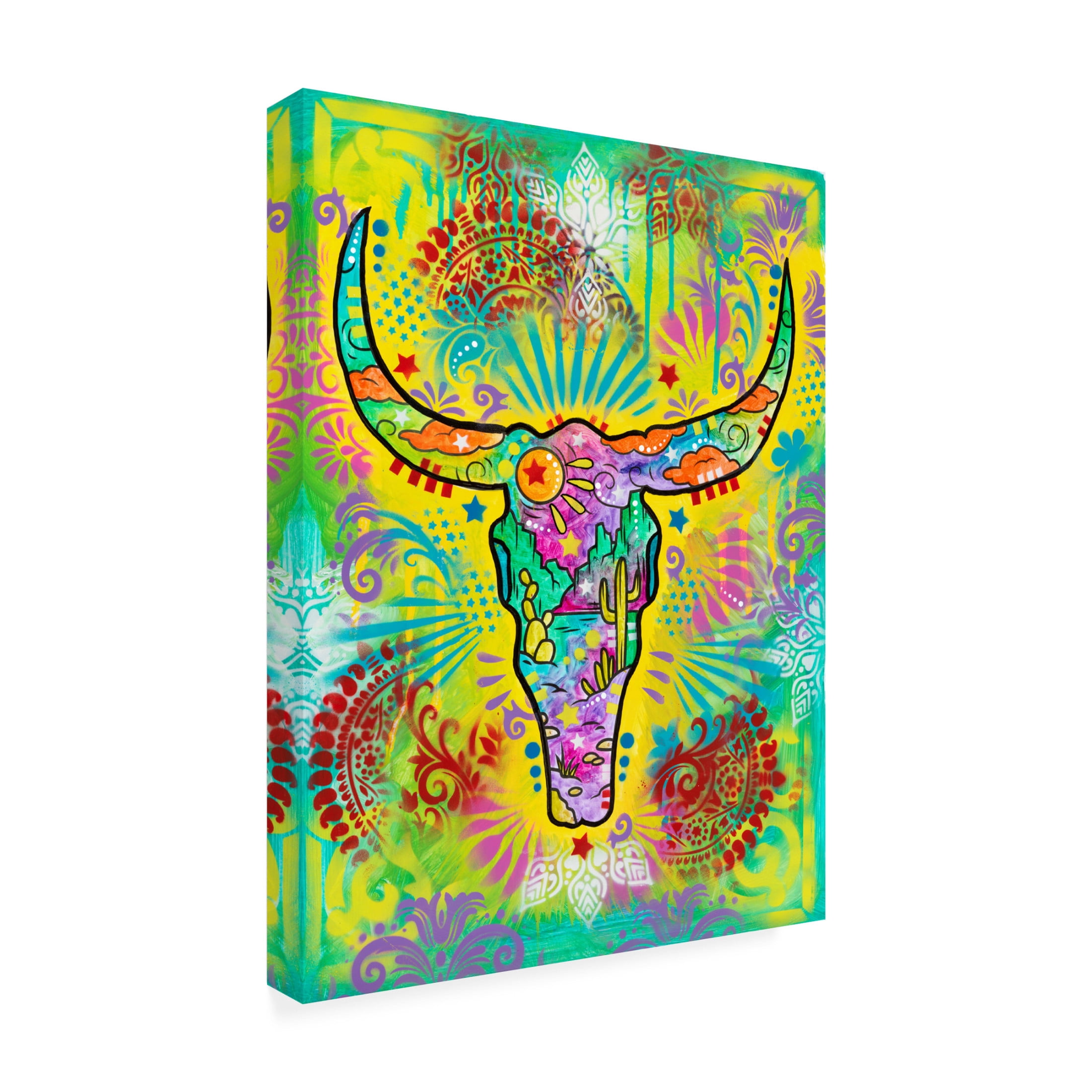 Canvas Wall Art - Dean Russo- Exclusive 'Longhorn Skull' Wall Art for Living Room, Bedroom, or Office Décor by Trademark Fine Art - 35 x 47 Inches