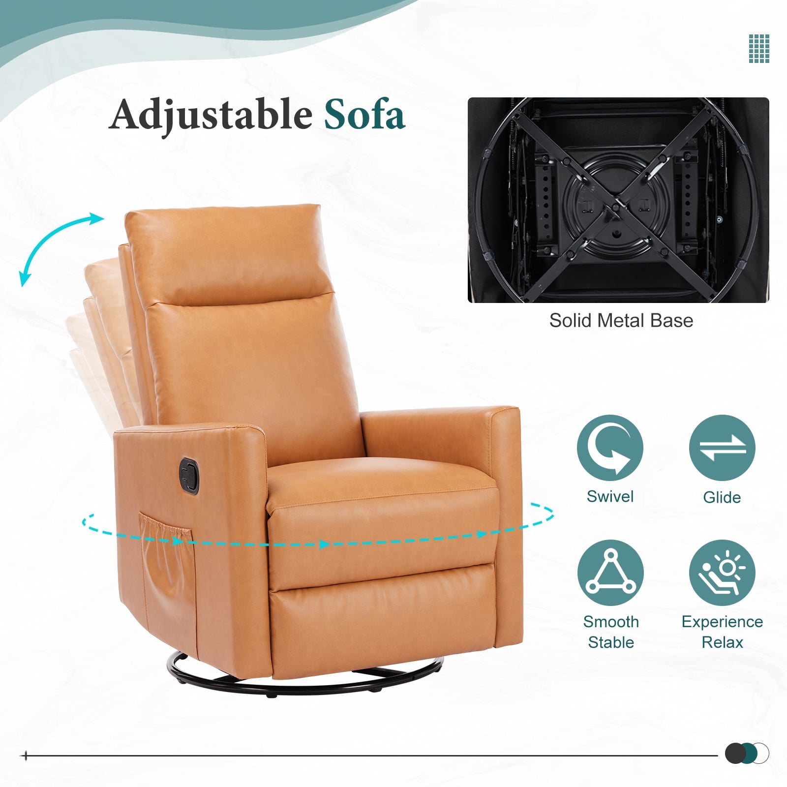 JOINSUN Cozy Swivel Nursery Chair – Silent Gliding Recliner with Footrest, Ideal for Feeding, Cuddling & Napping, Brown