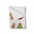 thumbnail image 2 of Gingerbread Man Soft Flannel Fleece Throw Blanket, Various Biscuits in Different Shapes Delicious Bakery Goodies, Cozy Plush for Indoor and Outdoor Use, 70" x 90", Pale Brown Green Red, by Ambesonne, 2 of 6