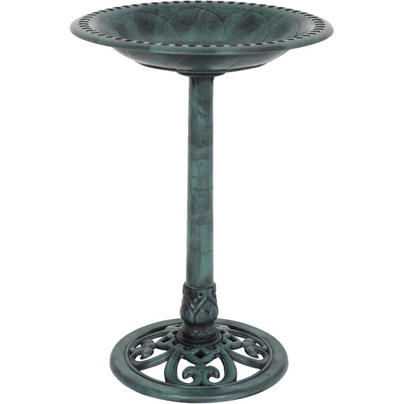Bilot Wild Bath Green Weather Resistant Resin Pedestal baths Antique Sculpture Finish Garden Decor for Outdoor Lightweight Courtyard 28 Inch