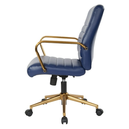 OSP Home Furnishings - Baldwin 5-Pointed Star Faux Leather Office Chair - Navy