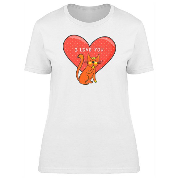 I Love You Orange Cat Heart T-Shirt Women -Image by Shutterstock, Female Small