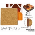 thumbnail image 4 of Inkdotpot Set of 6 Drink Coasters DecorativeNon-SlipCork Base4-inch Square PrintedCoastersEasy Clean, Autumn, 4 of 8