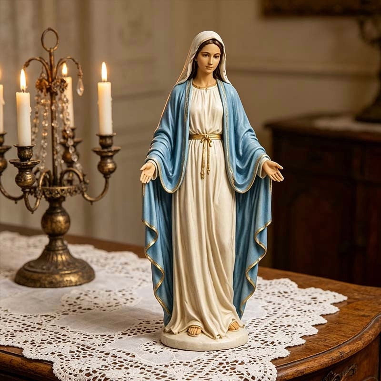 AZXY Blessed Mary Statue Outdoor Garden Religious Figurine White Resin Madonna Statue For Patio Home Decor