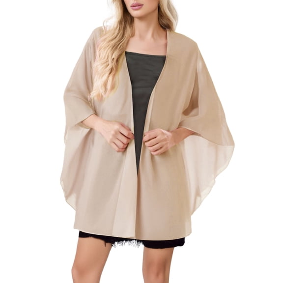 HJYCHN Elegant Chiffon Wrap Shawl for Brides Evening Dresses and Blouses Lightweight Versatile Cover Up Khaki One Size
