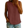 thumbnail image 2 of ClodeEU Women's Sleeveless V Neck Linen Blouse, Casual Loose Fit Breath Summer Tank Top Red,Women's Plus L, 2 of 7