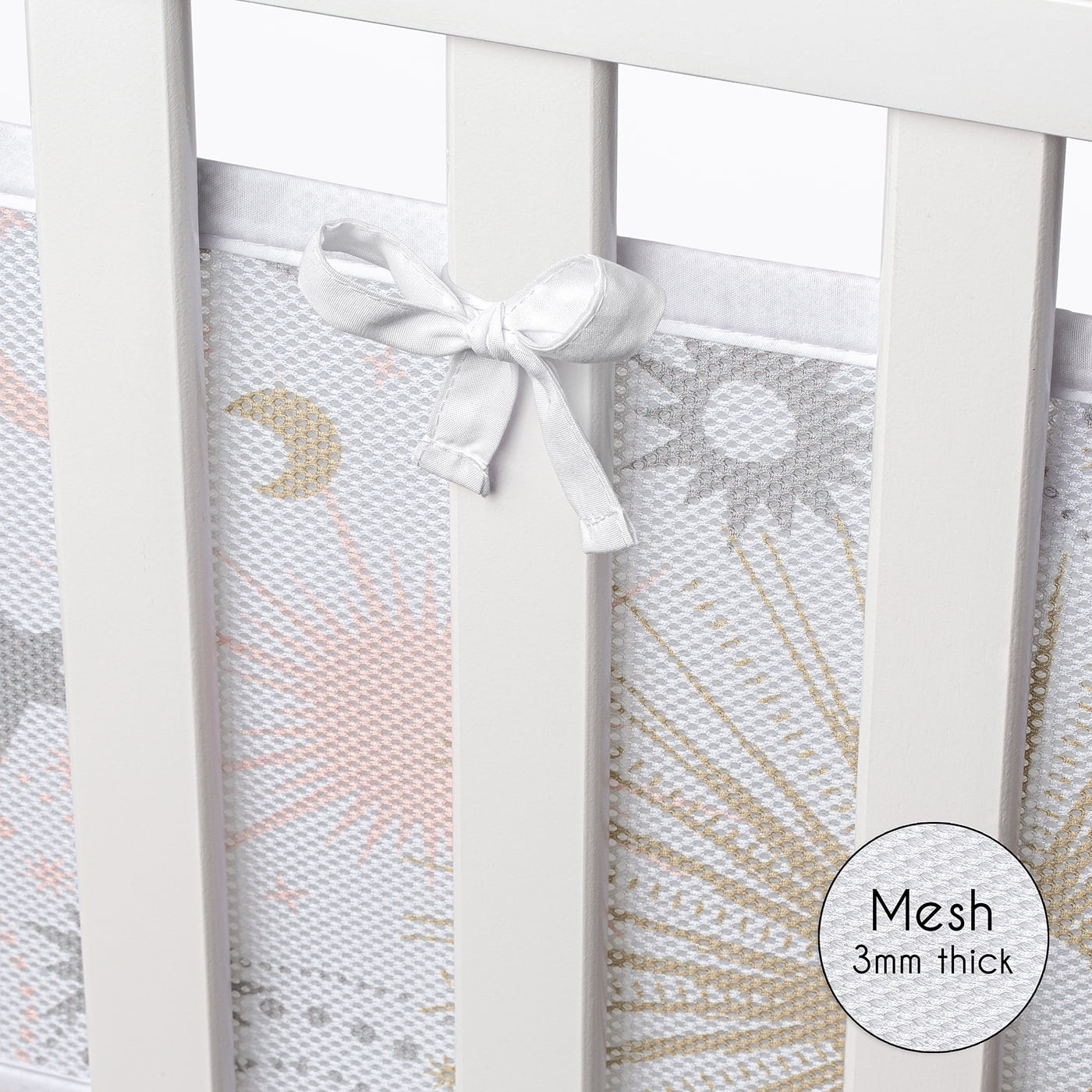 Sweet Jojo Designs + BreathableBaby Celestial Pink Gold and Grey Breathable Mesh Crib Liner Pad