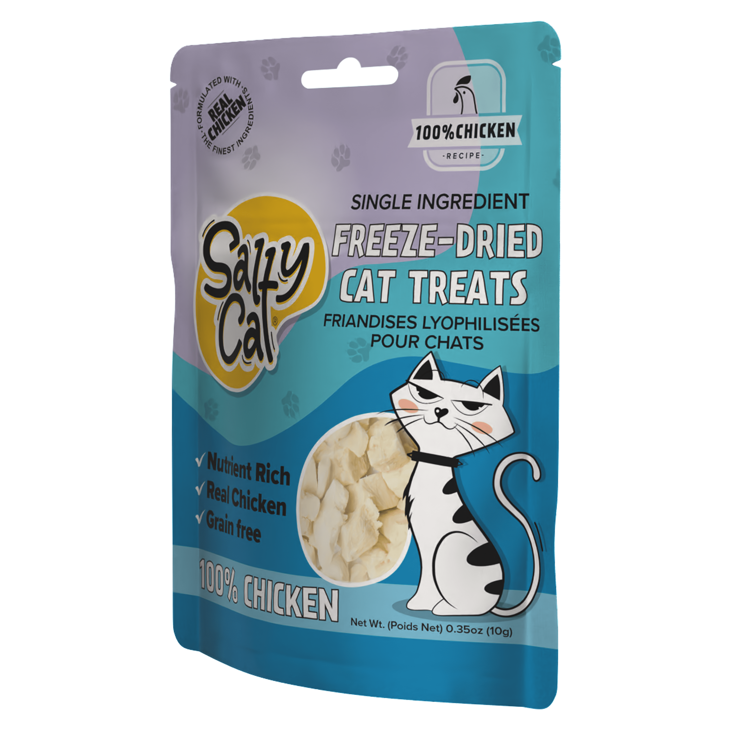 Salty Cat Freeze-Dried Chicken Flavor Crunchy Treats for Cats, 10g Bag