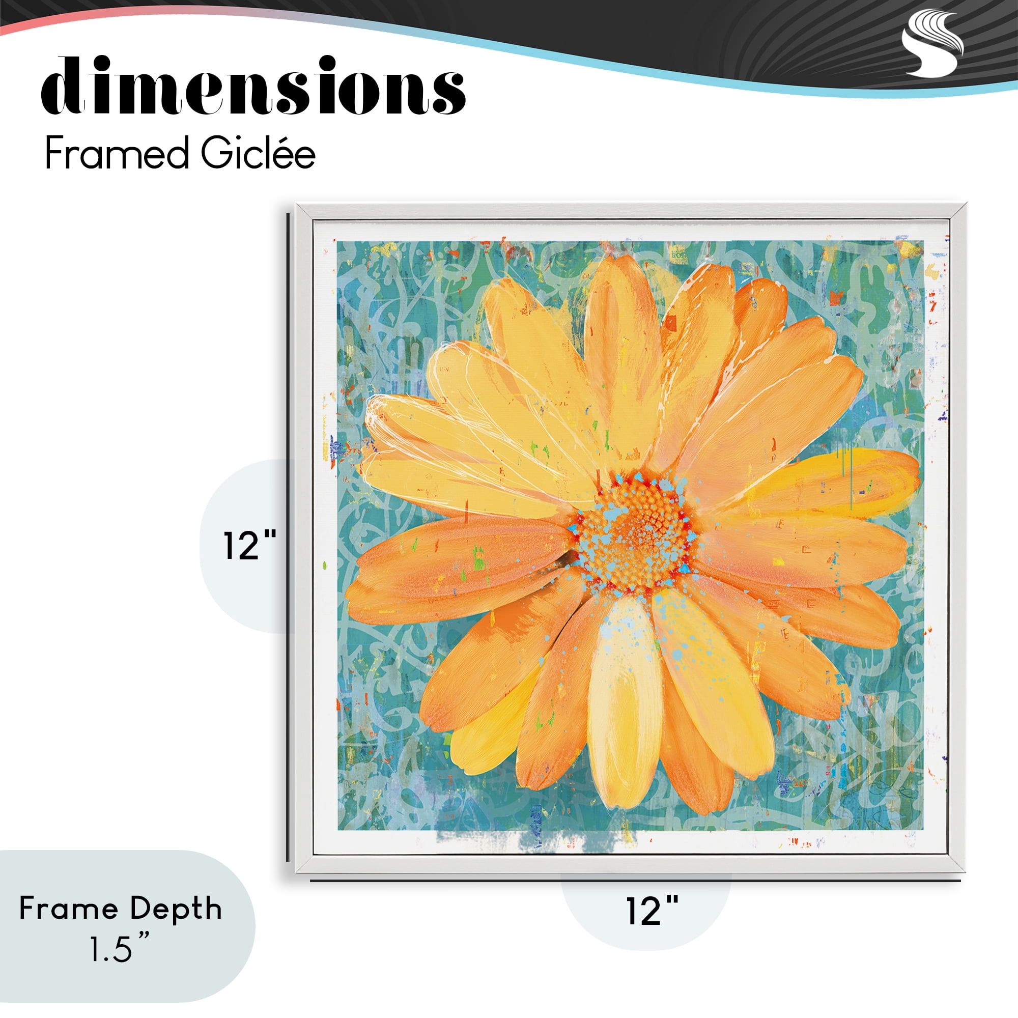 Stupell Industries Urban Daisy over Graffiti White Framed Giclee Art, design by Porter Hastings