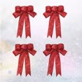 thumbnail image 3 of Set of 4 Christmas Bowknot Ribbons 23cm - Festive Holiday Decor for Tree Ornaments, Wrapping, and Seasonal Decorations, 3 of 7