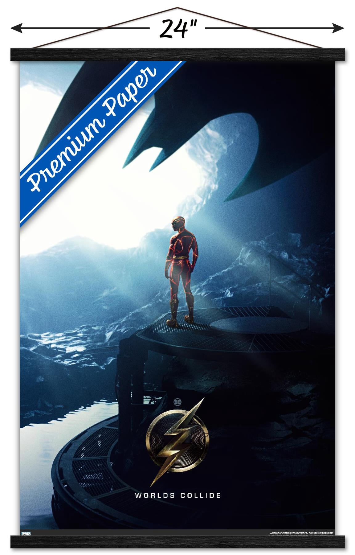 DC Comics Movie The Flash - Batcave One Sheet Wall Poster with Magnetic Frame, 22.375" x 34"