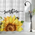 thumbnail image 2 of Sunflower Bees Fabric Shower Curtain Grey Buffalo Check Plaid Washable Shower Curtains for Bathroom, Waterproof Bath Curtain with Hooks Home Decor 72x72in, 2 of 8