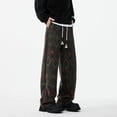 thumbnail image 4 of Puntoco Pantalones rectos con cintura elástica y bolsillos con cordón y estampado Zang-zang para hombre, 4 of 9
