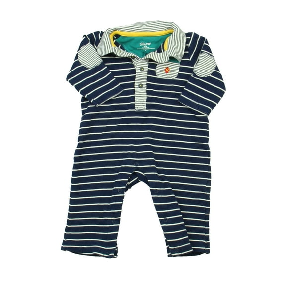 Pre-Owned Little Me Boys Navy Stripe Long Sleeve Outfit size: 6 Months (Good)