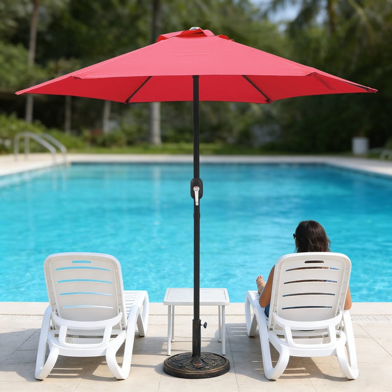 6 foot patio umbrella with crank TheLAShop 7.5' 6-Rib Tilt Outdoor Umbrella Lift equipped with a crank lift and tilt function California Umbrella 6' Market Umbrella;