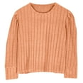 thumbnail image 6 of ITSAME Girls Long Sleeve Shirts, Solid Color Round Neck Casual Rib Knit Top Orange 11T, 6 of 7