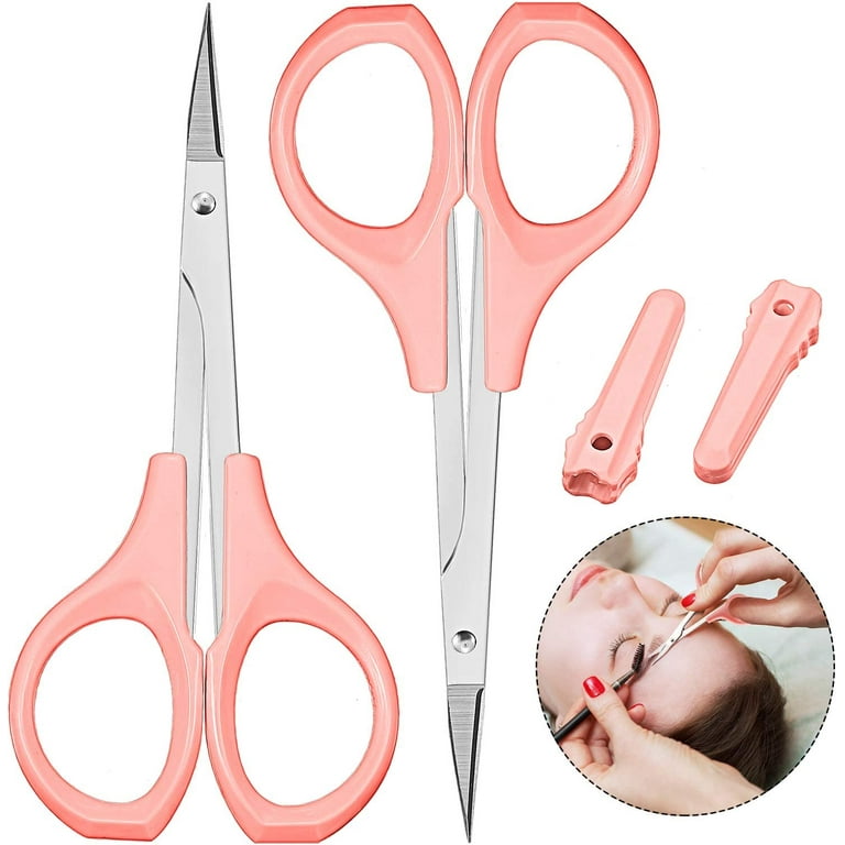 2 Pack Curved Craft Scissors Small Scissors Beauty Eyebrow Scissors  Stainless Steel Trimming Scissors for Eyebrow Eyelash Extensions, Facial  Nose Hair
