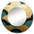 thumbnail image 2 of Designart "Golden Arches In Emerald" Abstract Shapes Rund Mirror For Wall Decor - Large Gold Round Printed Mirror -Modern Round Living Room Mirror - 36" x 36", 2 of 6