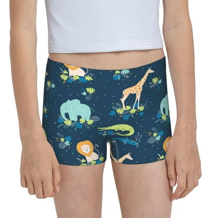 Pofeuu Tropical Animals Print Soft Cotton Girls Boyshort panties Toddler Underwear-Large
