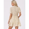 thumbnail image 4 of DARING DIVA Ruffle Floral Bow Tie Chiffon Puff Fit & Flare Dress M Apricot White, 4 of 6