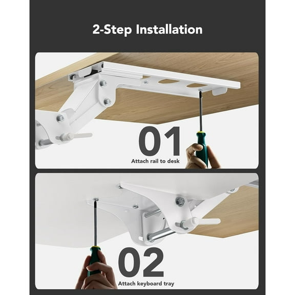 Keyboard Tray Under Desk, 360 Adjustable Ergonomic Sliding Keyboard & Mouse Tray, 25" W x 9.8" D
