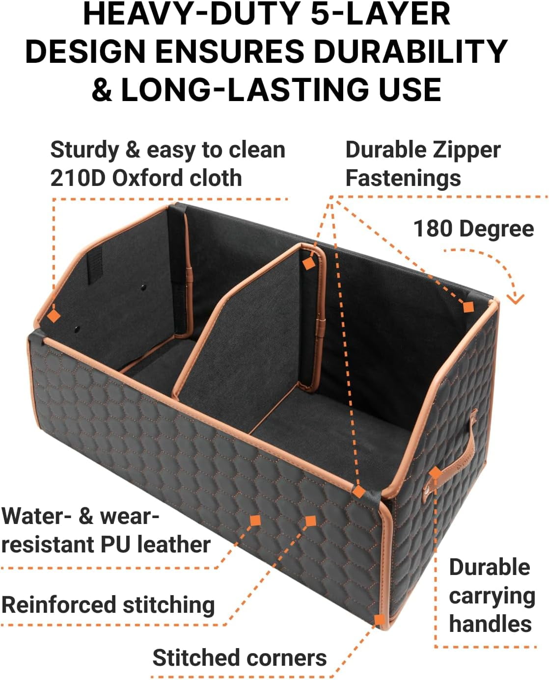 Owleys SUV and Car Rear Cargo Organizer Set Foldable Eco-Leather Trunks Magnetic Lids Hexy 2 Pcs