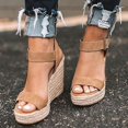 thumbnail image 2 of Womens Platform High Wedge Espadrilles Ankle Strap Sandals Summer Casual Shoes, 2 of 5