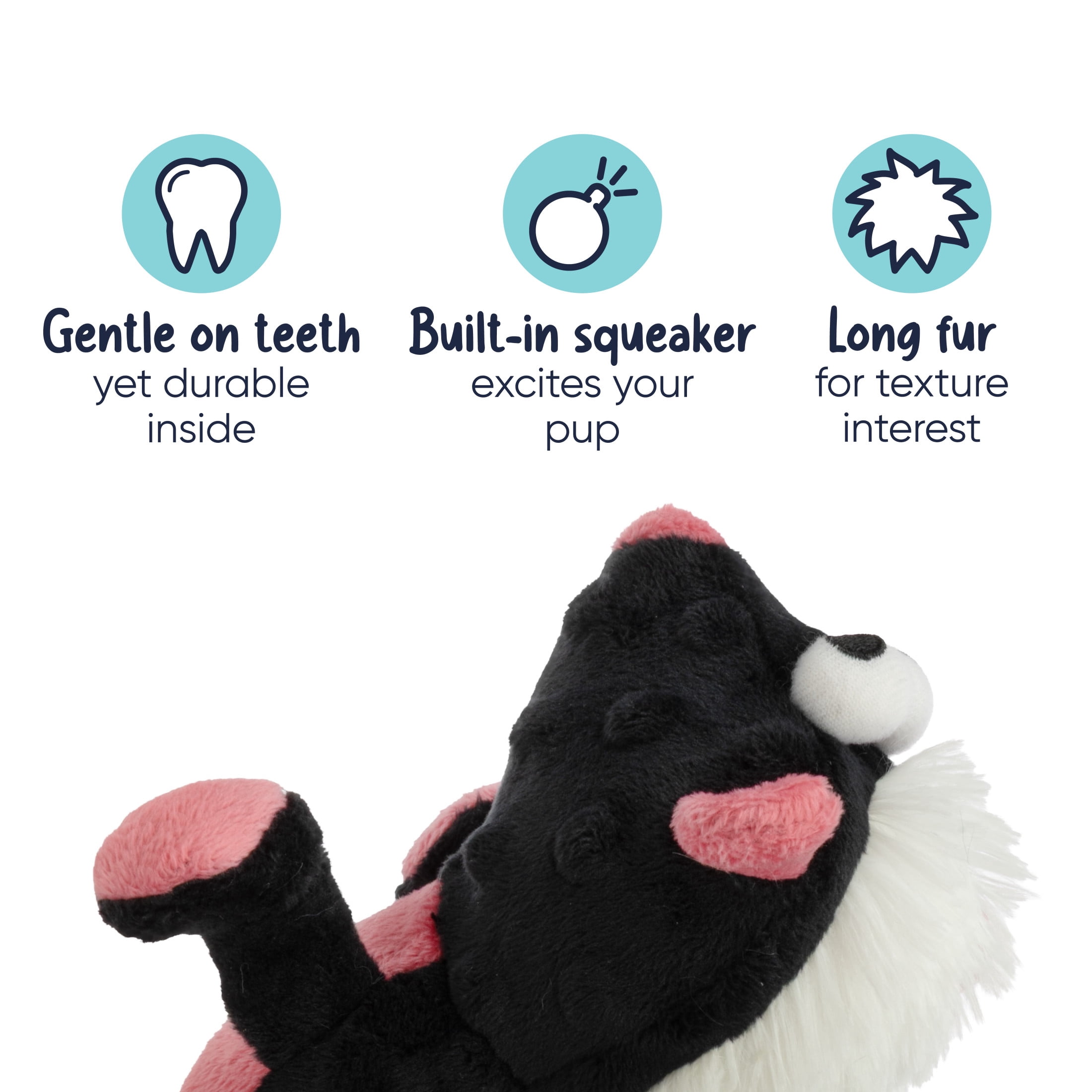 goDog Urban Wildlife Stella Skunk Squeaky Dog Toy, Plush with Chew Guard Technology, Medium