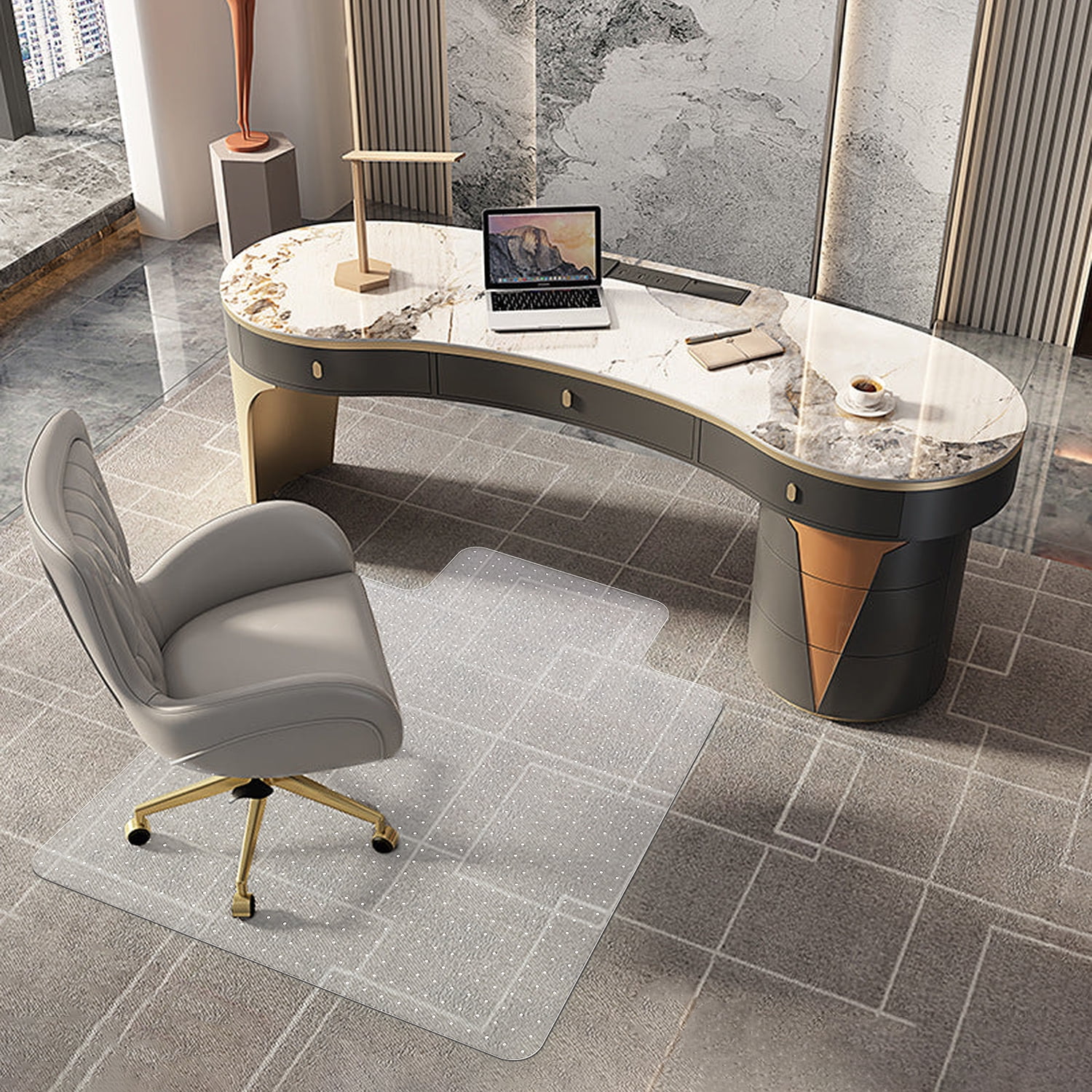 Azadx Office Chair Mat For Hard Floors 48 X 59, Clear PVC Hardwood Floor Mat, Durable Plastic Floor Protector For Home And Offic