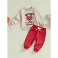 thumbnail image 5 of Elippeo Baby 2Pcs Valentine’s Day Outfits 6 12 18 24 Months 3 4 Years Long Sleeve Cartoon Print Sweatshirt and Pants Set Spring Clothes, 5 of 10